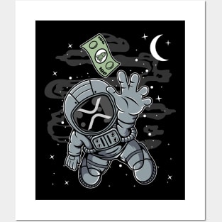 Astronaut Reaching Ripple XRP Coin To The Moon Crypto Token Cryptocurrency Blockchain Wallet Birthday Gift For Men Women Kids Posters and Art